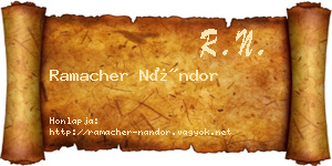 Ramacher Nándor névjegykártya